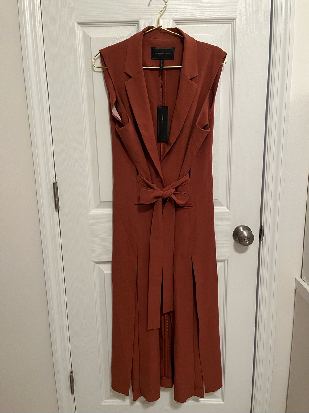 NWT BCBGMAXAZRIA Tiger Eye Belted Long Vest – Size L - Picture 10 of 16